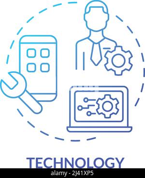 Icône de concept de gradient bleu de technologie Illustration de Vecteur