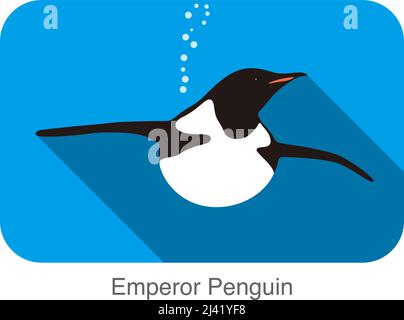 Empereur Penguin natation dans l'eau, Penguin série de graines, vecteur Illustration de Vecteur