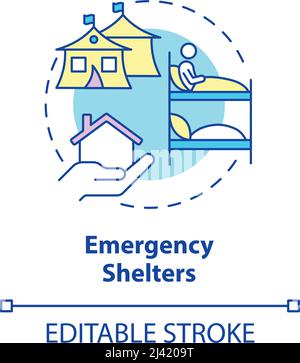 Icône de concept de refuge d'urgence Illustration de Vecteur