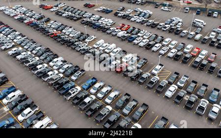 New EV F-150 Lightning Trucks, 7 avril 20222, complexe Ford River Rouge, Ford Motor Company, Dearborn, MI, États-Unis Banque D'Images