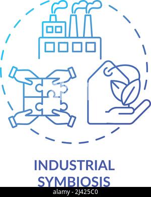 Icône de concept de gradient bleu de symbiose industrielle Illustration de Vecteur