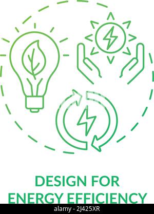 Design pour l'efficacité énergétique icône de concept de gradient vert Illustration de Vecteur