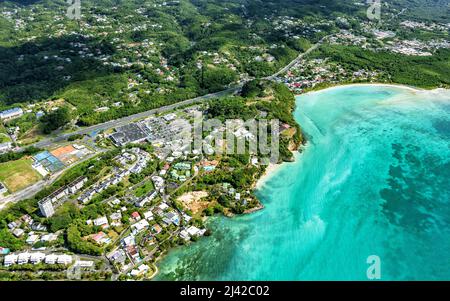 Vue aérienne du fort Fleur d'épée, Bas du fort, le Gosier, Grande-Terre, Guadeloupe, Antilles néerlandaises, Caraïbes. Banque D'Images