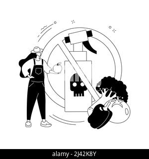 Illustration abstraite du vecteur de concept des aliments sans pesticides et herbicides. Produits d'agriculture biologique, méthode d'agriculture naturelle, engrais sans Illustration de Vecteur