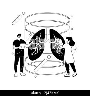 Illustration vectorielle abstraite de concept d'organes développés en laboratoire. Cellules souches cultivées en laboratoire, organes bioartificiels, parties artificielles du corps humain, transpl croissant Illustration de Vecteur