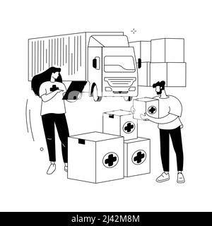 Illustration du vecteur du concept abstrait de l'aide humanitaire. Assistance matérielle dans le domaine de la santé, aide indépendante, service humanitaire, dons caritatifs, aide Illustration de Vecteur