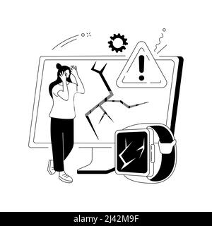 Illustration du vecteur de concept abstrait du produit défectueux. Défaut de fabrication ou de conception, équipement cassé, mise à niveau de l'ordinateur, garantie du vendeur, poursuite r Illustration de Vecteur