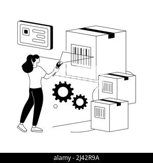 Illustration du vecteur de concept abstrait de lecture de code-barres.Logiciel de génération de codes-barres, logistique d'entrepôt, suivi et tri des colis, automate d'entrepôt Illustration de Vecteur