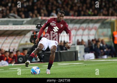 Olimpico Grande Torino, Turin, Italie, 10 avril 2022, Wilfred Singo (Torino FC) pendant le Torino FC vs AC Milan - football italien série A match Banque D'Images
