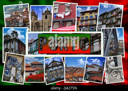 Un collage de photos représentant la belle ville de Porto (Porto) au Portugal Banque D'Images