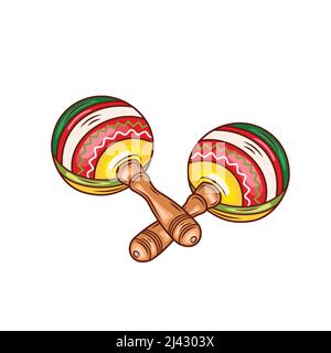 Magnifiques maracas sur fond blanc. Instruments de musique maracas. Instruments de musique mexicains maracas. Illustration vectorielle Illustration de Vecteur