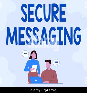 Affiche la messagerie sécurisée. Mot écrit sur protéger les données critiques lorsqu'elles sont envoyées au-delà de la frontière de l'entreprise partenaires partageant de nouvelles idées pour les compétences Banque D'Images