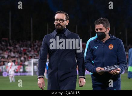 Stade Vallecas, Madrid, Espagne. 11th avril 2022. La Liga Santander, Rayo Vallecano contre Valencia CF; Jose Bordalas, responsable de Valence crédit: Action plus Sports/Alamy Live News Banque D'Images