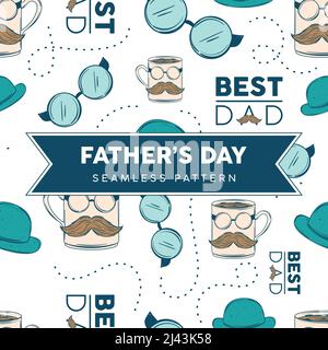Fond sans couture avec motifs hipster DAD Icons Happy Pather Day Vector Illustration de Vecteur