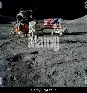 Eugene Cernan sur la Lune pendant la mission Apollo 17. Banque D'Images