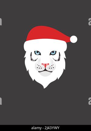 Portrait de tigre, portant un chapeau de Noël, comme le Père Noël, style cool Illustration de Vecteur