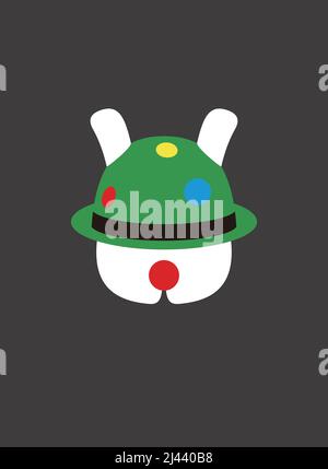 Portrait of rabbit, wearing something, like clown, cool style Stock Vector