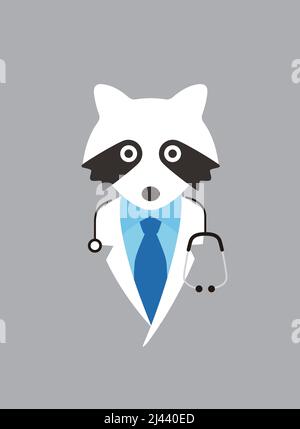 Portrait of  raccoon, wearing something, cool style, doctor cosplay Stock Vector