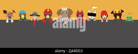 Portrait des animaux, portant quelque chose, style cool, cosplay Illustration de Vecteur