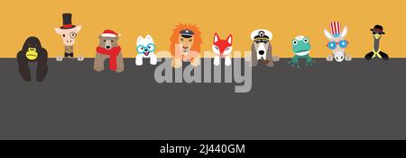 Portrait des animaux, portant quelque chose, style cool, cosplay Illustration de Vecteur