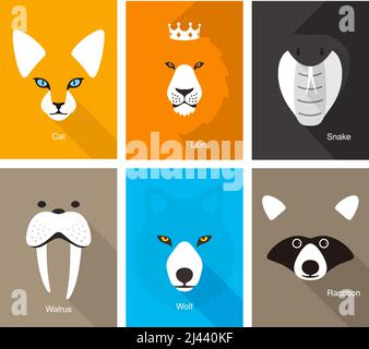 Portrait d'animal simple, illustration vectorielle plate Illustration de Vecteur