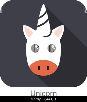 Tête UNICORN, visage unicorn, image enfant, personnage de dessin animé vectoriel Illustration de Vecteur