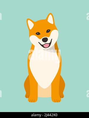 Le chien Shiba Inu est assis en attendant la commande du maître Illustration de Vecteur