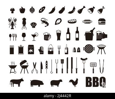 Simple Jeu d'icônes liées Barbecue ligne vectorielle, vector illustration Illustration de Vecteur