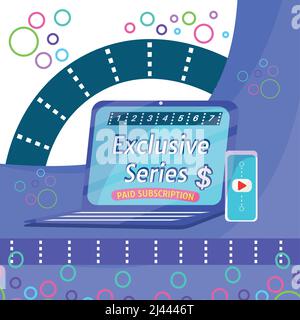 Image de concept de service de streaming Homme sur table avec contrôle tv Vector Illustration de Vecteur