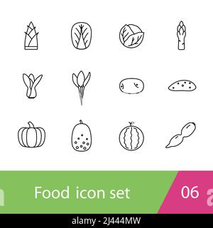 Jeu d'icônes de légumes de supermarché, illustration vectorielle Illustration de Vecteur