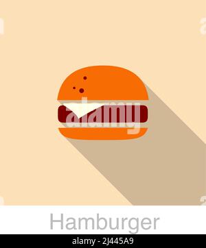 Illustration vectorielle de l'icône représentant un plat de hamburger Illustration de Vecteur