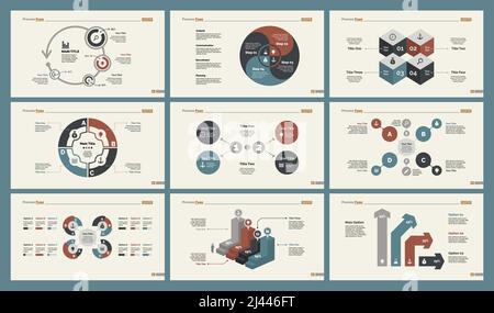 L'ensemble de conception d'infographies peut être utilisé pour la mise en page du flux de travail, le diagramme, le rapport annuel, la présentation, la conception Web. Concept d'entreprise et de gestion avec processus Illustration de Vecteur