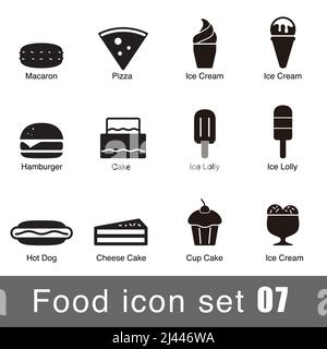 Supermarket Sweet food et fast food Icon Set design, illustration vectorielle Illustration de Vecteur