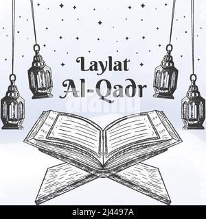 dessin d'illustration laylat al-qadr dessiné à la main Illustration de Vecteur