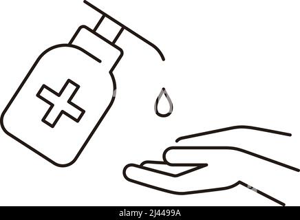 Icône de désinfectant pour les mains, symbole de désinfectant pour les mains vectoriel ou bouteille d'alcool pour l'hygiène Illustration de Vecteur