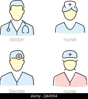 Icônes vectorielles médecin et infirmière Illustration de Vecteur