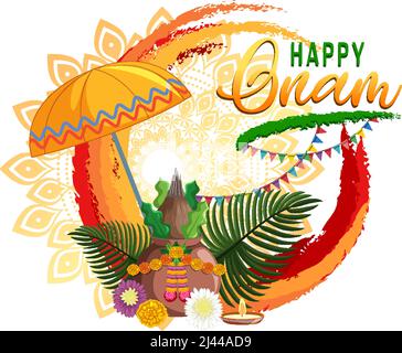 Illustration de l'affiche du festival de récolte hindou d'Onam Illustration de Vecteur