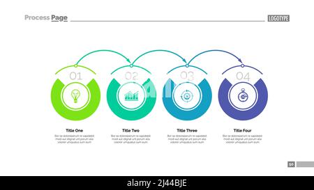Modèle de diapositive de l'organigramme du processus. Données d'entreprise. Graphique, diagramme, conception. Concept créatif pour l'infographie, le projet. Peut être utilisé pour des sujets tels que système, ou Illustration de Vecteur