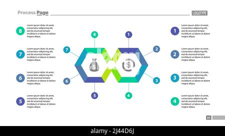 Tableau d'options avec modèle de diapositive de description. Élément de diagramme, infographie, graphique. Concept de présentation, modèles, rapport annuel. Peut être utilisé Illustration de Vecteur