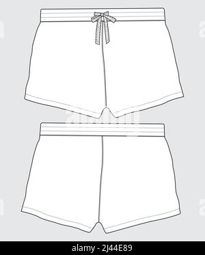 Short de sueur pour garçons, modèle à dessin plat mode vectoriel. Jeunes hommes dessin technique mode art Illustration. Illustration de Vecteur