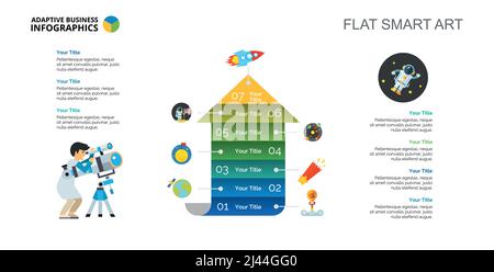 Infographies des flèches. Diagramme, schéma, mise en page. Concept créatif pour l'infographique, la présentation. Peut être utilisé pour des sujets comme le cosmonautics, la science, s Illustration de Vecteur