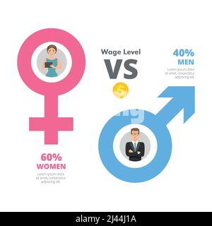 Diagramme de métaphore avec deux éléments. Comparaison des sexes, diagramme de pourcentage, modèle. Concept créatif pour l'infographique, la présentation, le projet. Peut être nous Illustration de Vecteur