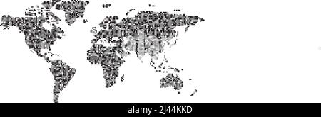 Carte du monde avec motif de points de mosaïque. Illustration de Vecteur