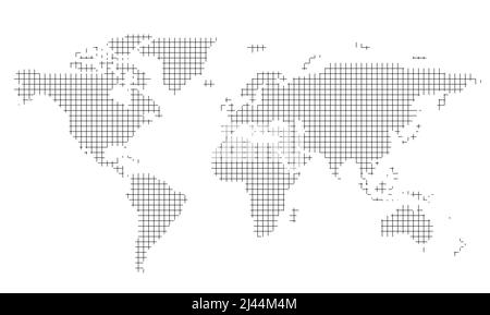 carte simple en ligne droite du monde, fond vectoriel Illustration de Vecteur