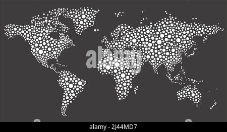 Carte du monde composée de points de polka de différentes tailles Illustration de Vecteur