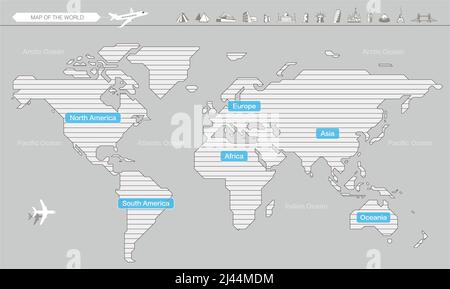 Carte d'affaires simple en ligne droite du monde, fond vectoriel Illustration de Vecteur