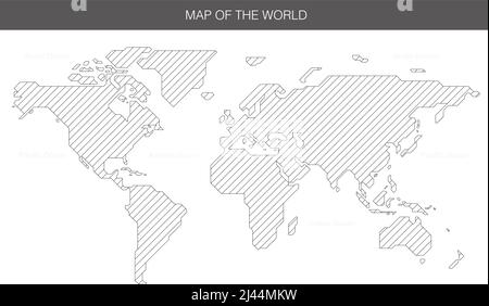 carte simple en ligne droite du monde, fond vectoriel Illustration de Vecteur