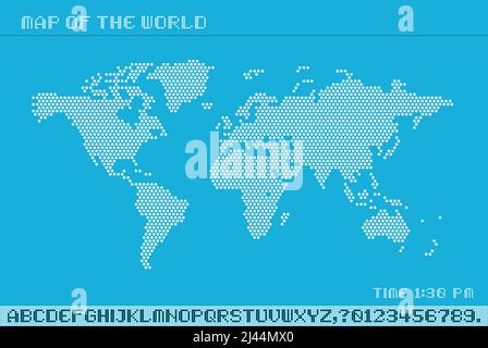 Carte mondiale des points, lettre majuscule à DEL, illustration vectorielle Illustration de Vecteur