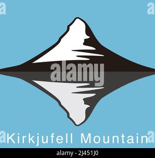 Kirkjufell, l'Islande, l'icône célèbre de la télévision, vecteur de conception Illustration de Vecteur