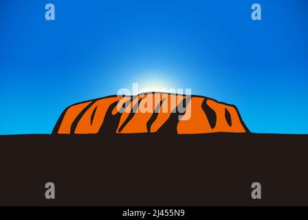 L'Uluru / Ayers Rock célèbre du monde Illustration de Vecteur